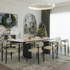 Black Base & White/Black Chair Extendable Sintered Stone Dining Set for 8–10