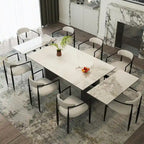 Black Base & White/Black Chair Extendable Sintered Stone Dining Set for 8–10
