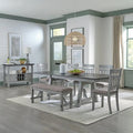 Smokey Grey Dining Set for 6, Trestle Style