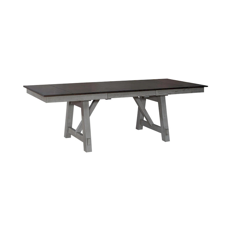 Smokey Grey Dining Set for 6, Trestle Style