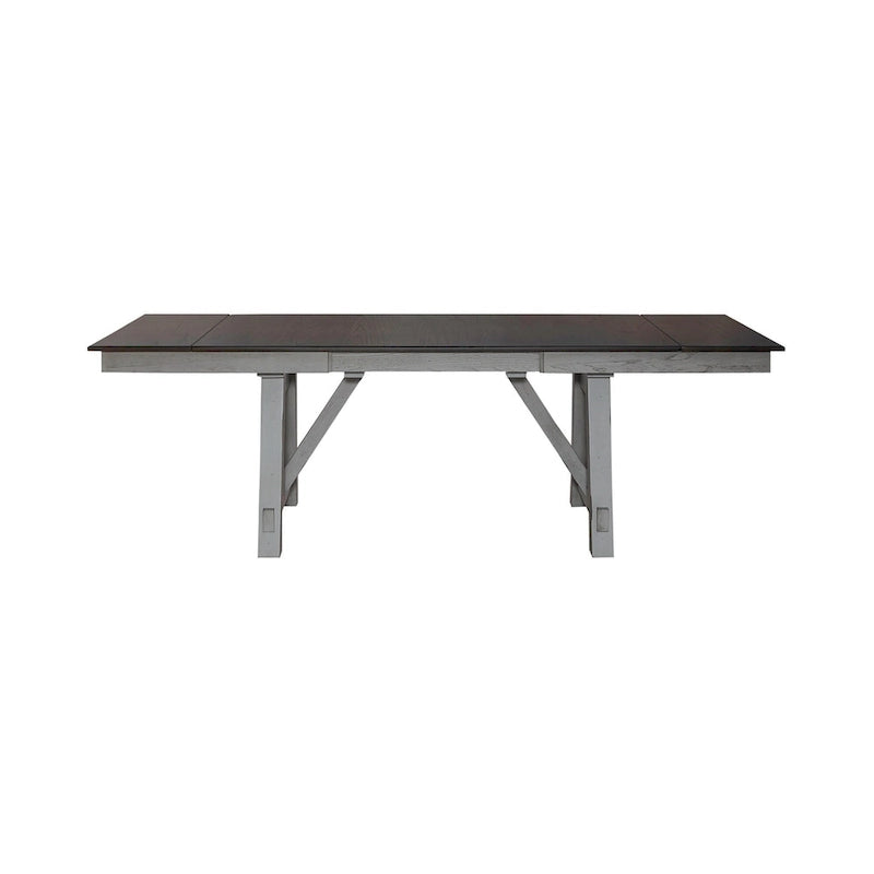 Smokey Grey Dining Set for 6, Trestle Style