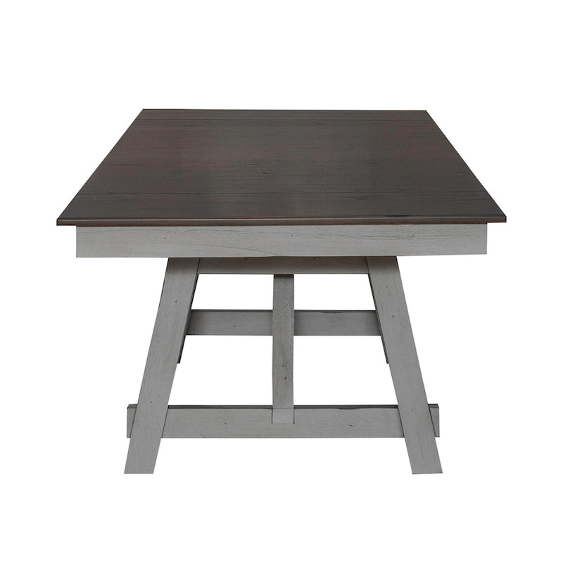 Smokey Grey Dining Set for 6, Trestle Style