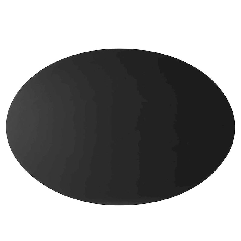 Black Oval Dining Table with Cross Base, Seats 6