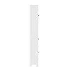 White & Brown Freestanding Linen Tower Cabinet – Farmhouse Style, 1-Person Use