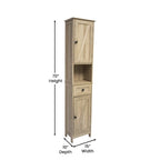 White & Brown Freestanding Linen Tower Cabinet – Farmhouse Style, 1-Person Use