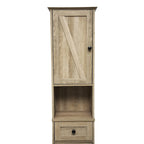 White & Brown Freestanding Linen Tower Cabinet – Farmhouse Style, 1-Person Use