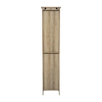 White & Brown Freestanding Linen Tower Cabinet – Farmhouse Style, 1-Person Use