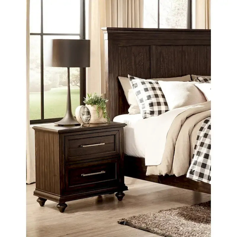 Charcoal Brown Transitional 3-Piece Bedroom Set (Bed, Nightstand & Chest) – Queen / King