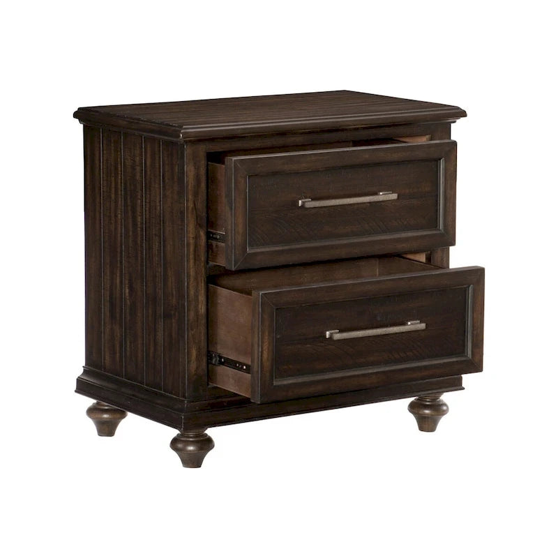 Charcoal Brown Transitional 3-Piece Bedroom Set (Bed, Nightstand & Chest) – Queen / King