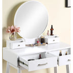 Purple/Gold/Pink/White Modern Vanity Table with Mirror & Stool, 1-Person