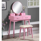 Purple/Gold/Pink/White Modern Vanity Table with Mirror & Stool, 1-Person