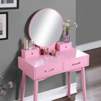 Purple/Gold/Pink/White Modern Vanity Table with Mirror & Stool, 1-Person