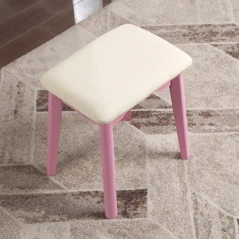 Purple/Gold/Pink/White Modern Vanity Table with Mirror & Stool, 1-Person