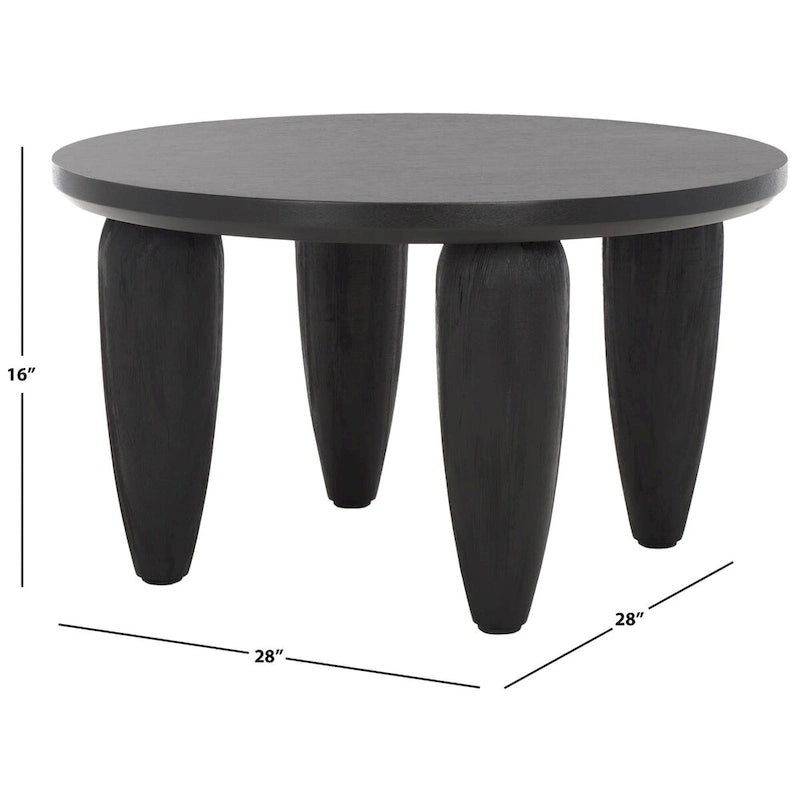 Black & Gold Square Coffee Table, 1-Seat, 28"W x 28"D x 16"H